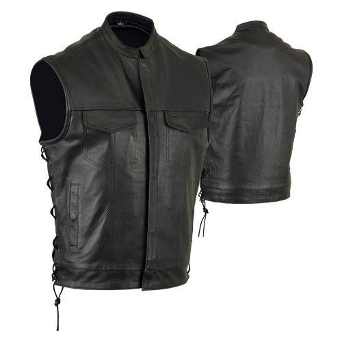 Sons of Anarchy Vest with Laced Sides, Gun Pockets & Naked Cowhide - Large