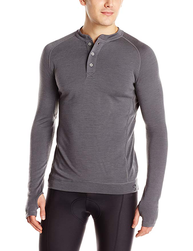 Showers Pass Men's Long Sleeve Bamboo Merino Sport Henley Shirt