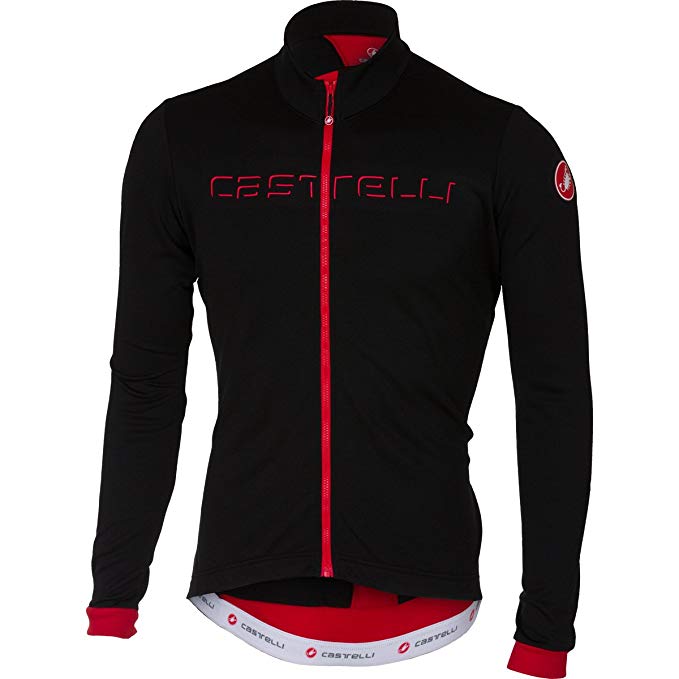 Castelli Fondo Full-Zip Long-Sleeve Jersey - Men's Black/Red, XXL