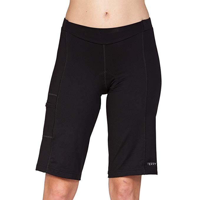 Terry Liberty Womens Foam Padded Bike Shorts - Breathable Moisture Wicking Zip Pocket Women’s Cycling Shorts