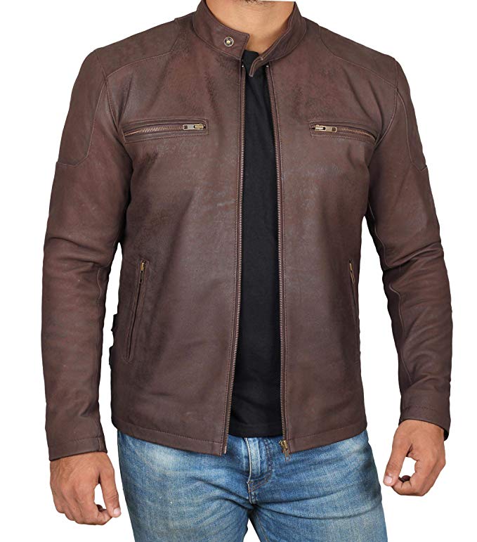 Brown Leather Jacket Men - Genuine Lambskin Mens Leather Jackets